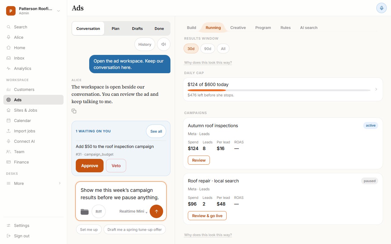 Example Loggia workspace showing campaign results